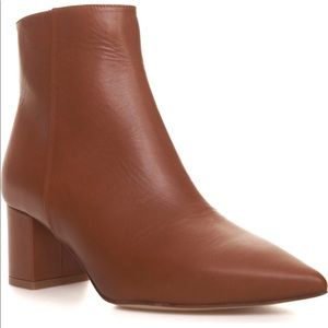 NEW L’AGENCE Jeanne II Pointed Toe Block Heel Bootie Boot Size 8 / 38 Brown